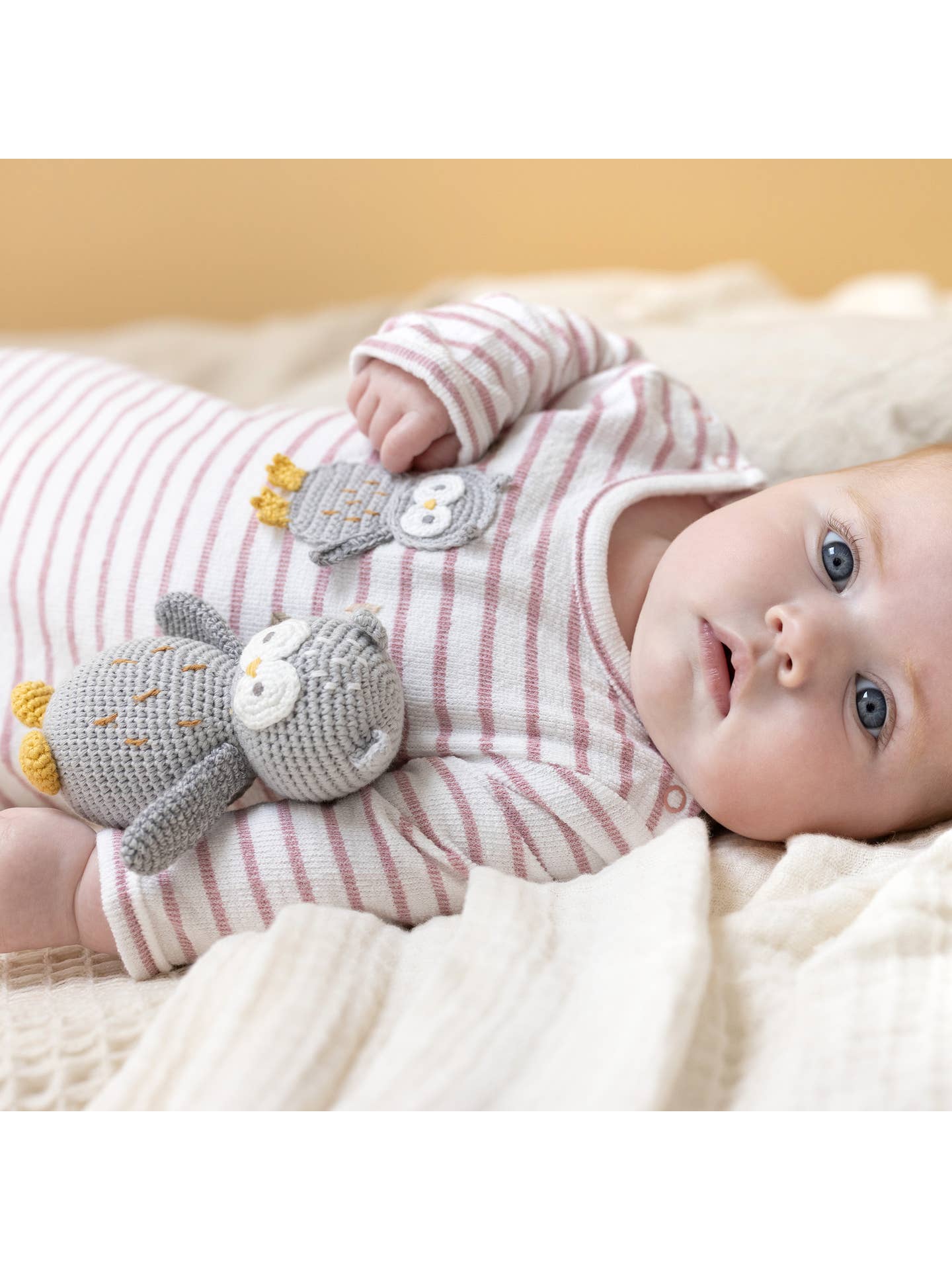 Albetta Crochet Owl Stripe Baby Romper