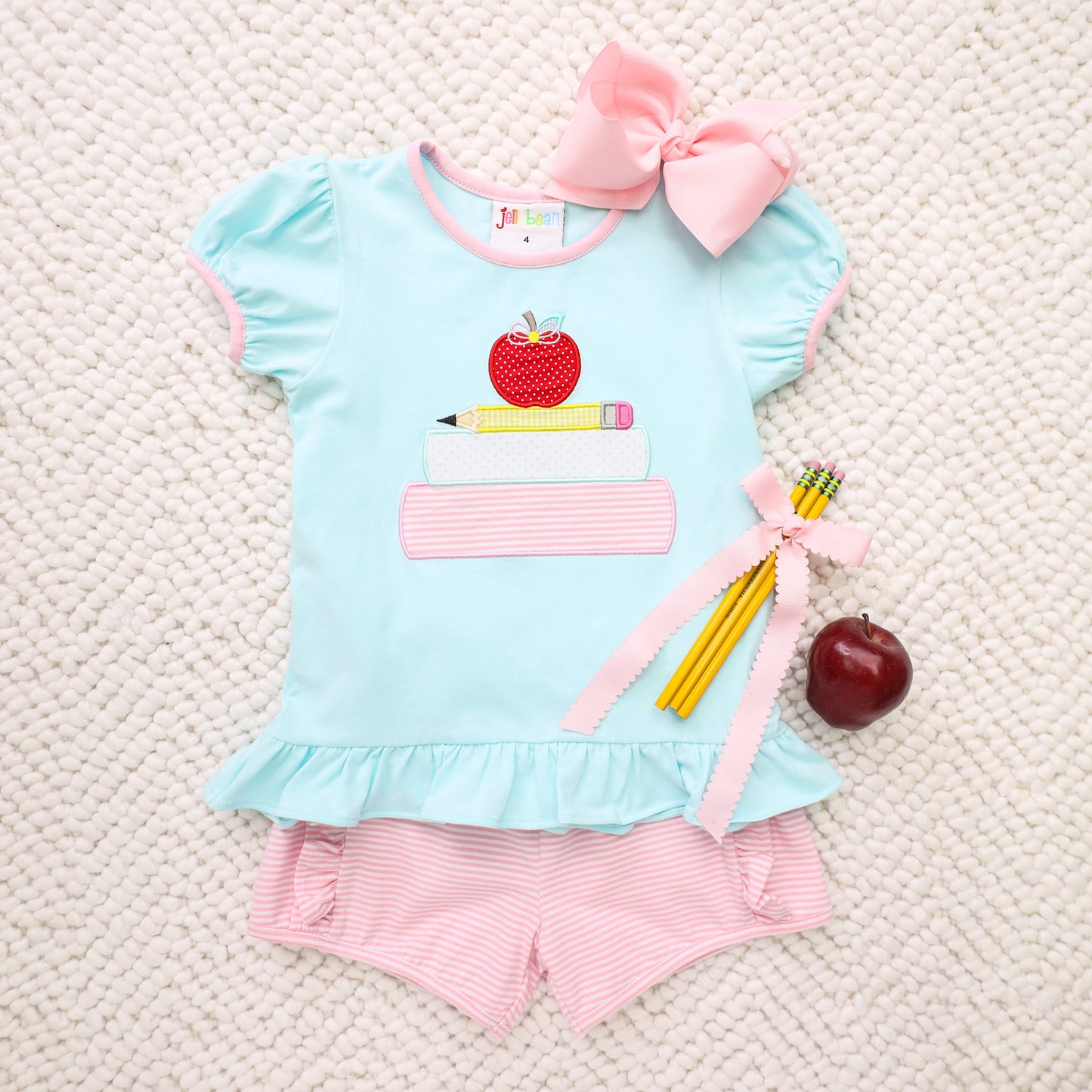 JB School Book Stack Ruffle GIrls Short Set