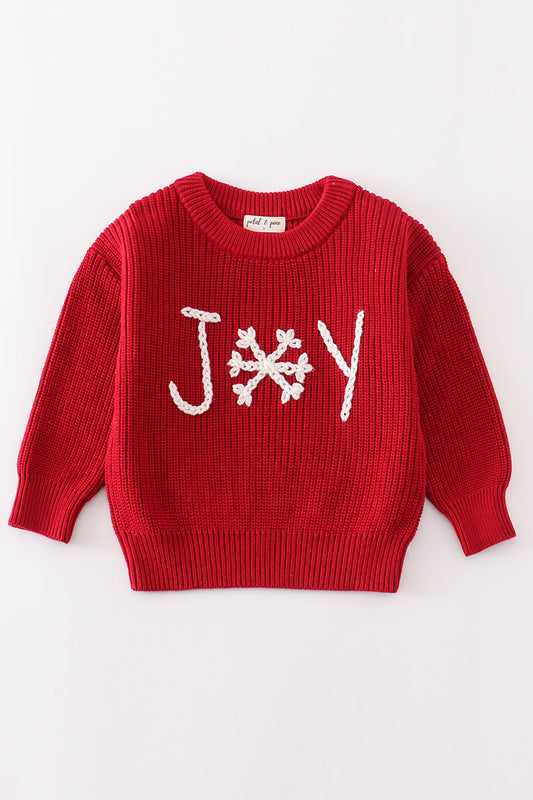 Abby & Evie Unisex hand-embroidery joy pullover sweater