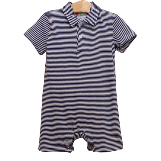 JB Navy Stripe Polo Romper