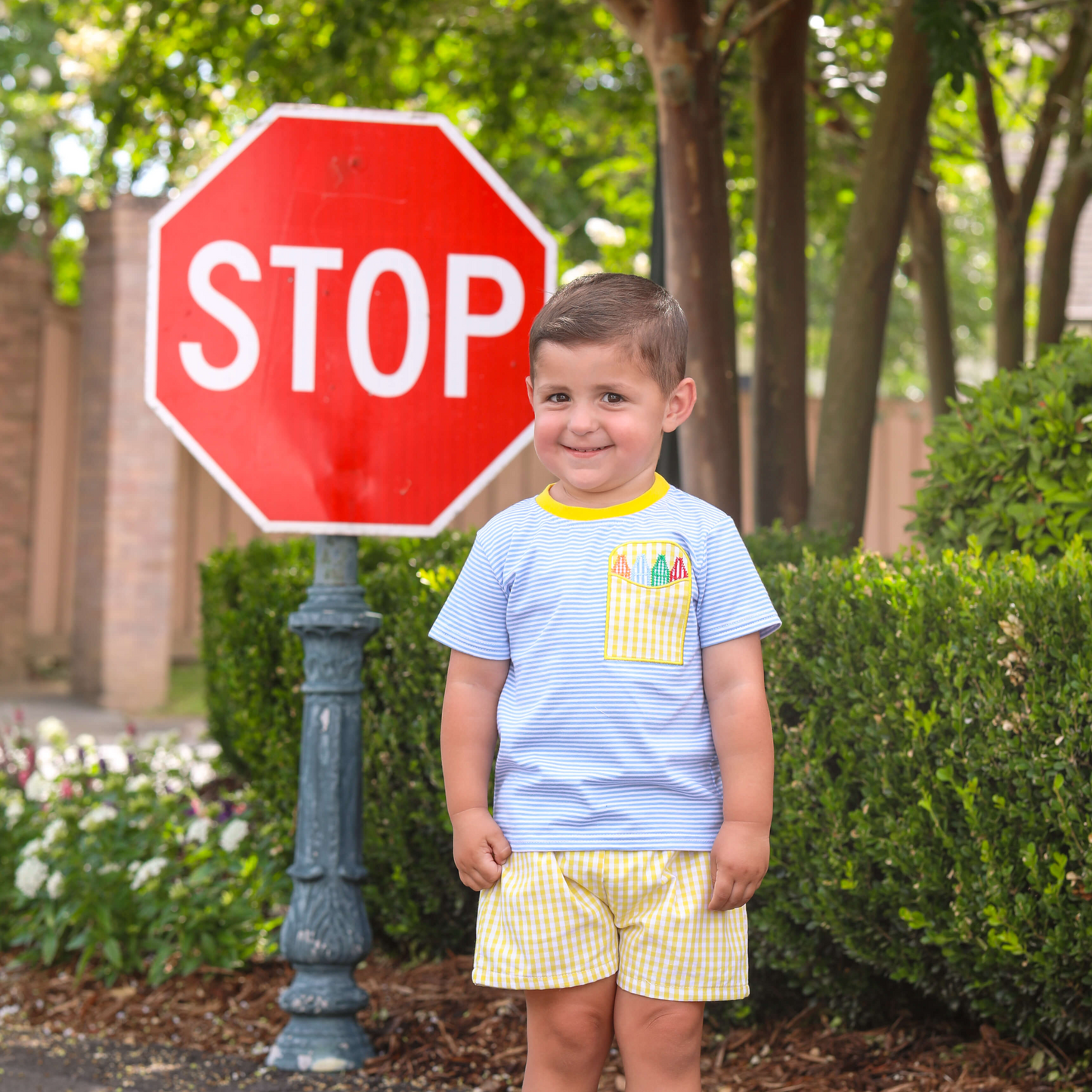 JB Boys Crayon Pocket Applique Short Set