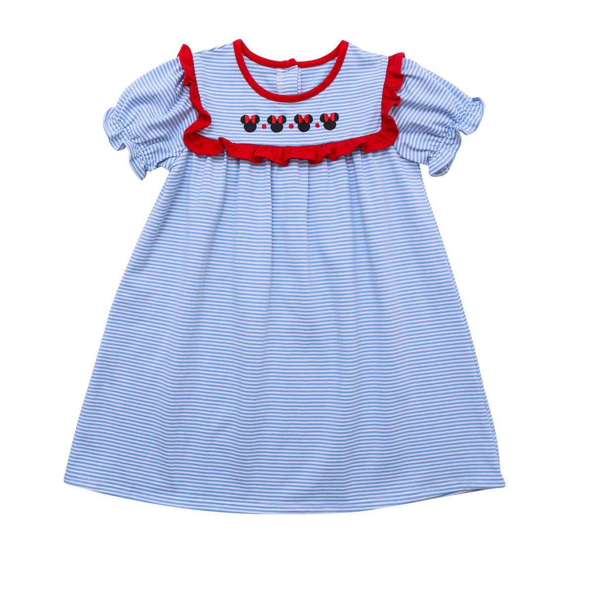 Itsy Bitsy Girls Blue SS Mouse Applique Dress