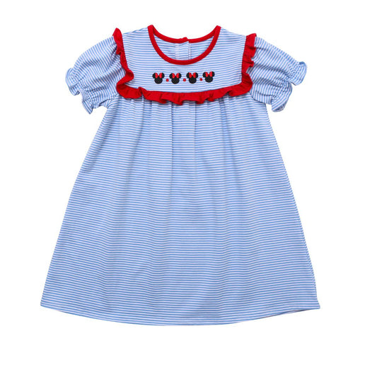 Itsy Bitsy Girls Blue SS Mouse Applique Dress