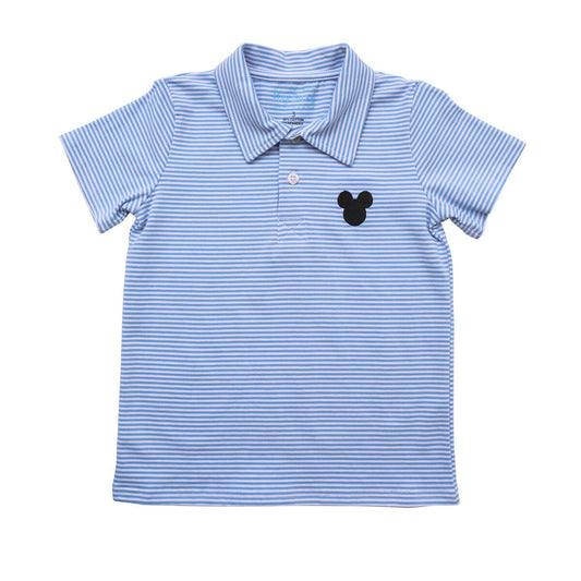 Itsy Bitsy Boys Blue Stripe Mouse Polo SS