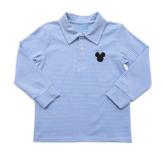 Itsy Bitsy Boys LS Blue Mouse Polo