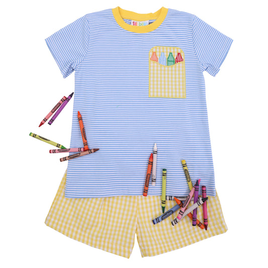 JB Boys Crayon Pocket Applique Short Set