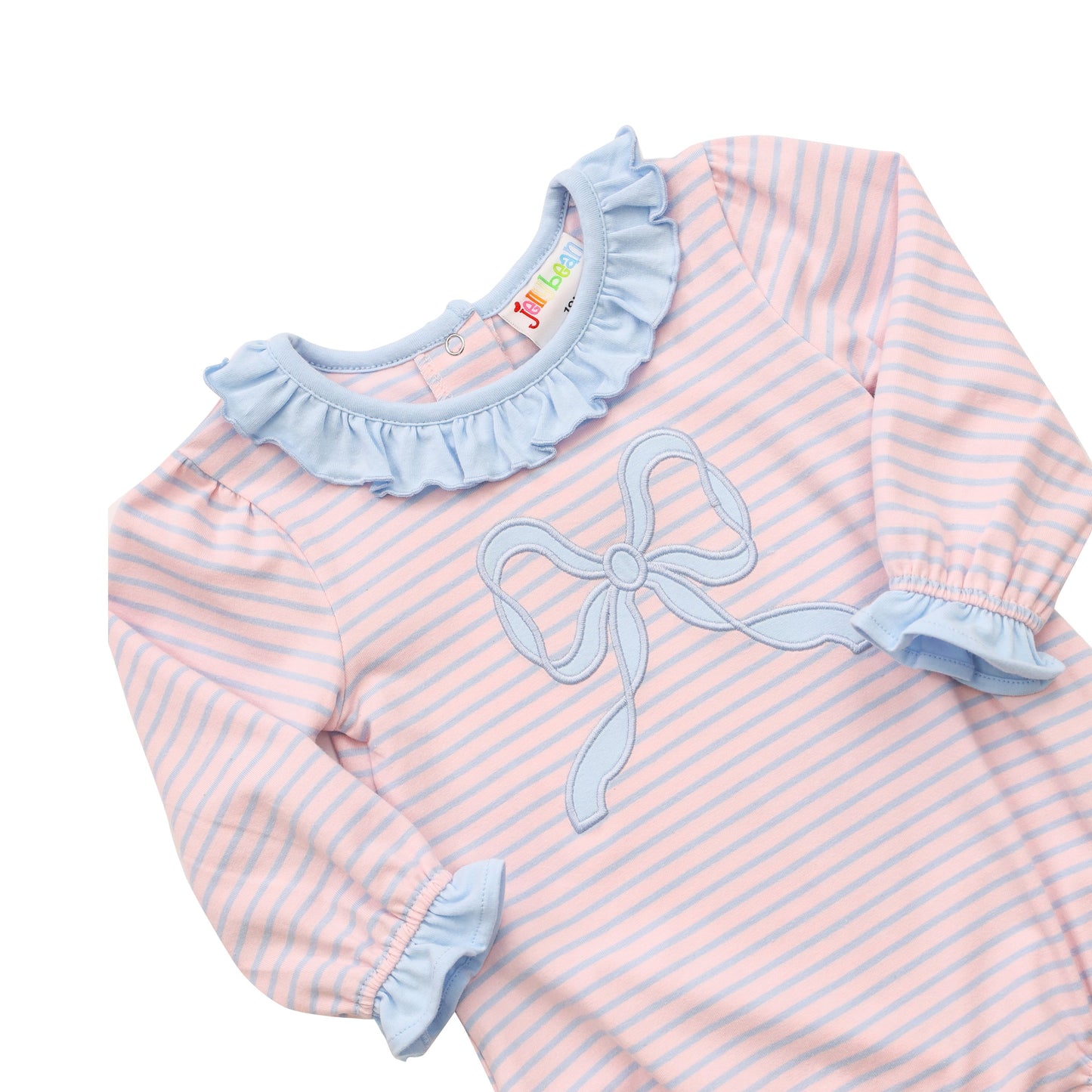 JB Girls Pink and Blue Bow Romper