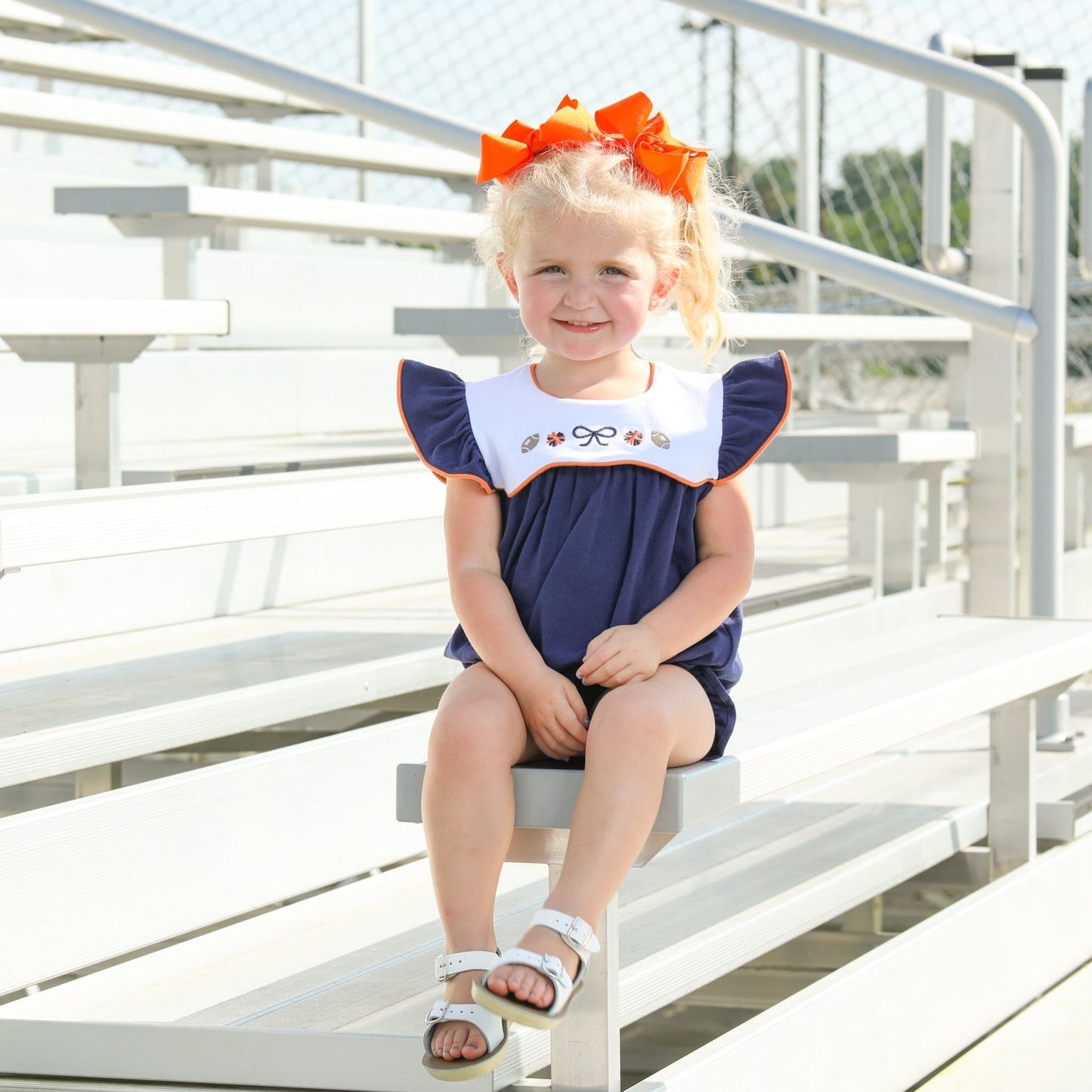 JB Girls Team Spirit Scallop Bubble- Navy/Orange