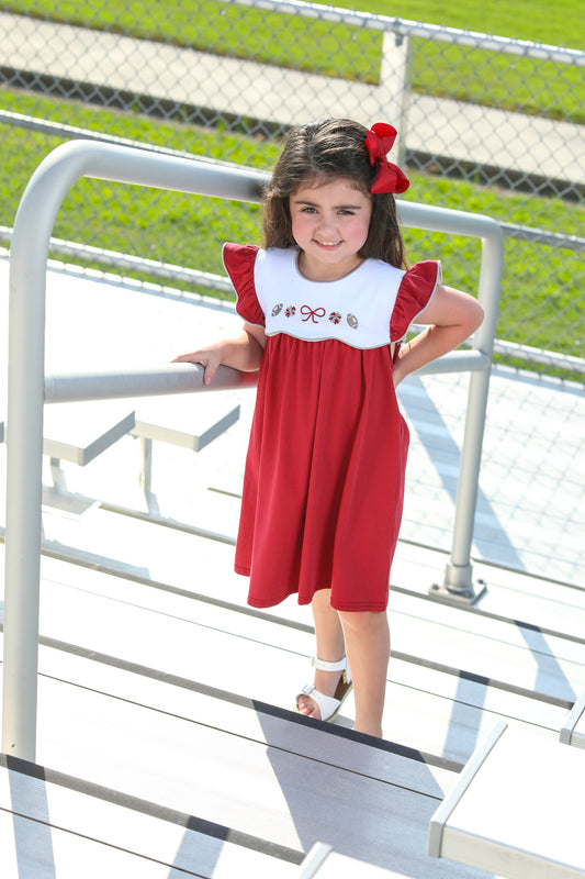 JB Girls Team Spirit Scallop Dress- Crimson