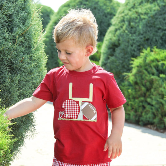 JB Boys Touch Down Tee- Crimson