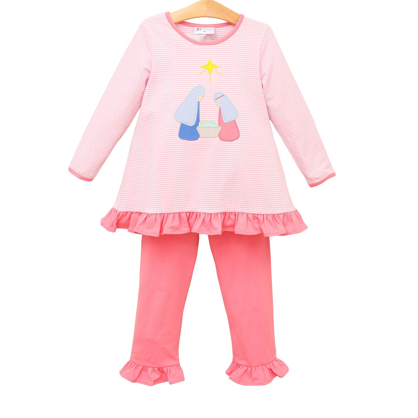 JB Girls Nativity Ruffle Pants Set