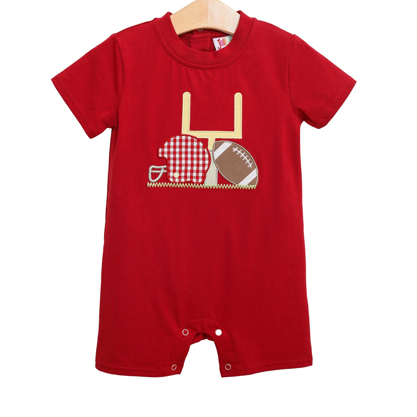 JB Boys Touch Down Romper- Crimson