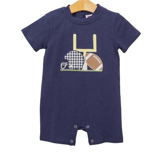 JB Boys Touch Down Romper- Navy