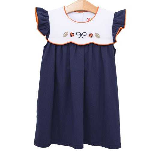 JB Girls Team Spirit Scallop Dress- Navy/Orange