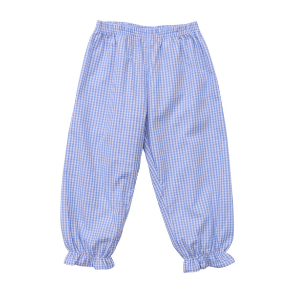 JB Girls Ruffle Bloomer Pants- Light Blue Gingham