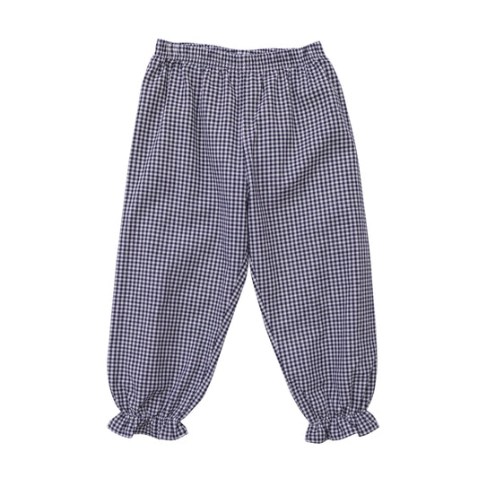 JB GIrls Ruffle Bloomer Pants- Navy Gingham