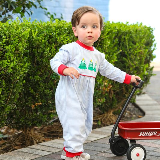 JB Boys Christmas Tree Trio Romper