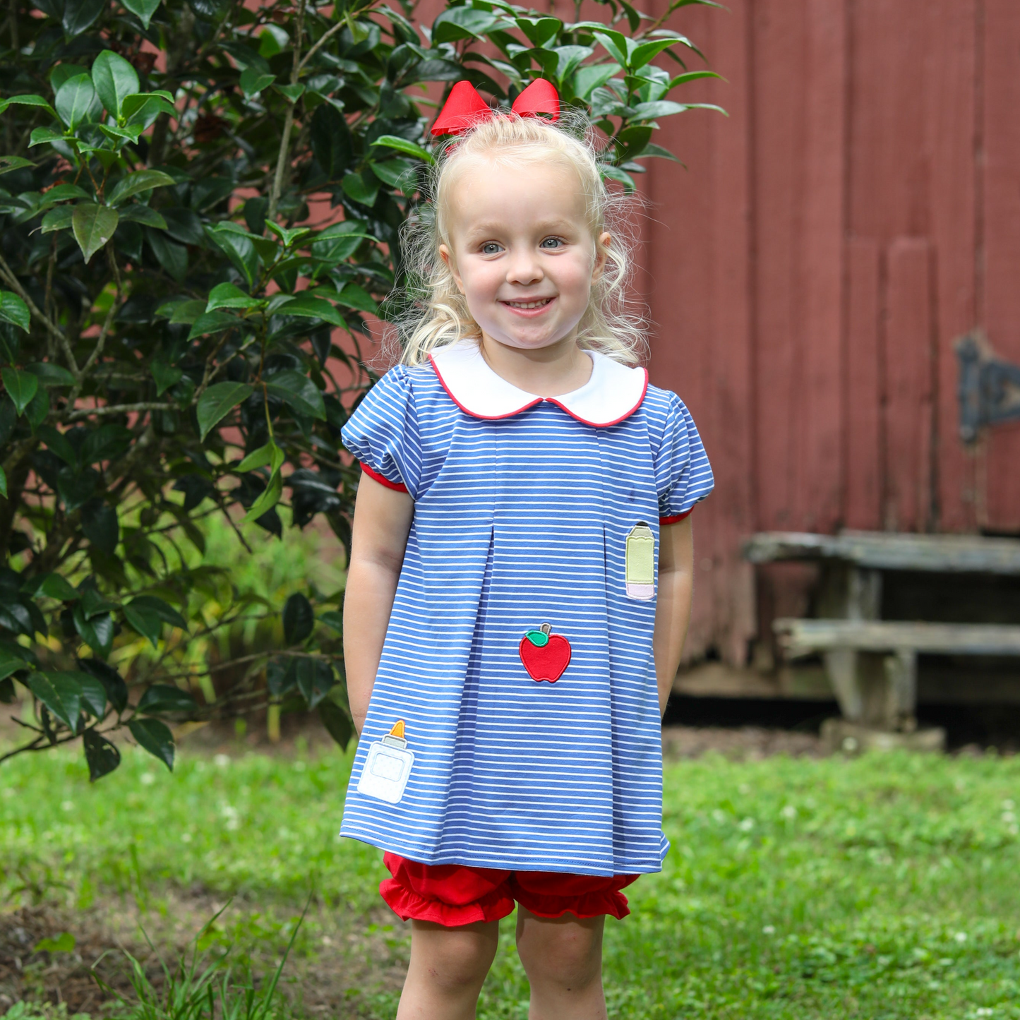 JB Back to School Pleat Girls Bloomer Set
