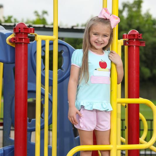 JB School Book Stack Ruffle GIrls Short Set