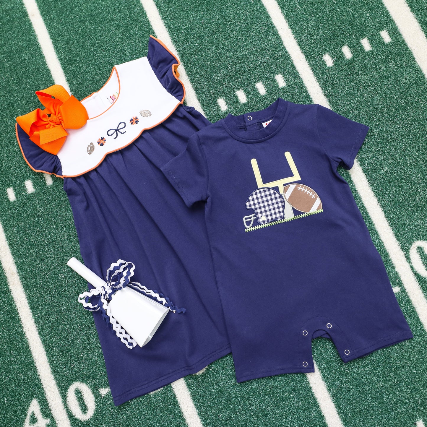 JB Girls Team Spirit Scallop Bubble- Navy/Orange