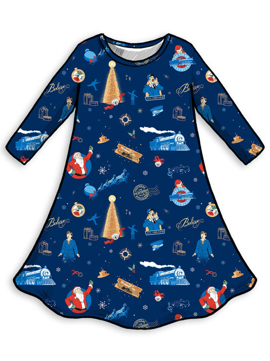 Bellabu Bear Girls Polar Express Bamboo Dress